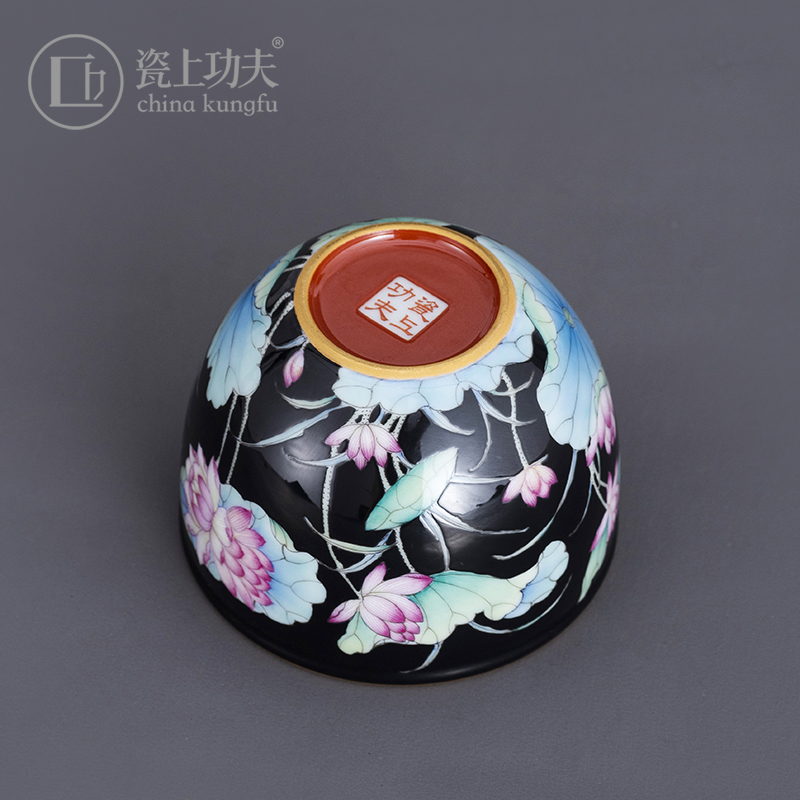 Jingdezhen manual hand - made colored enamel lotus kung fu master sample tea cup ceramic cup cup single CPU high - end ms