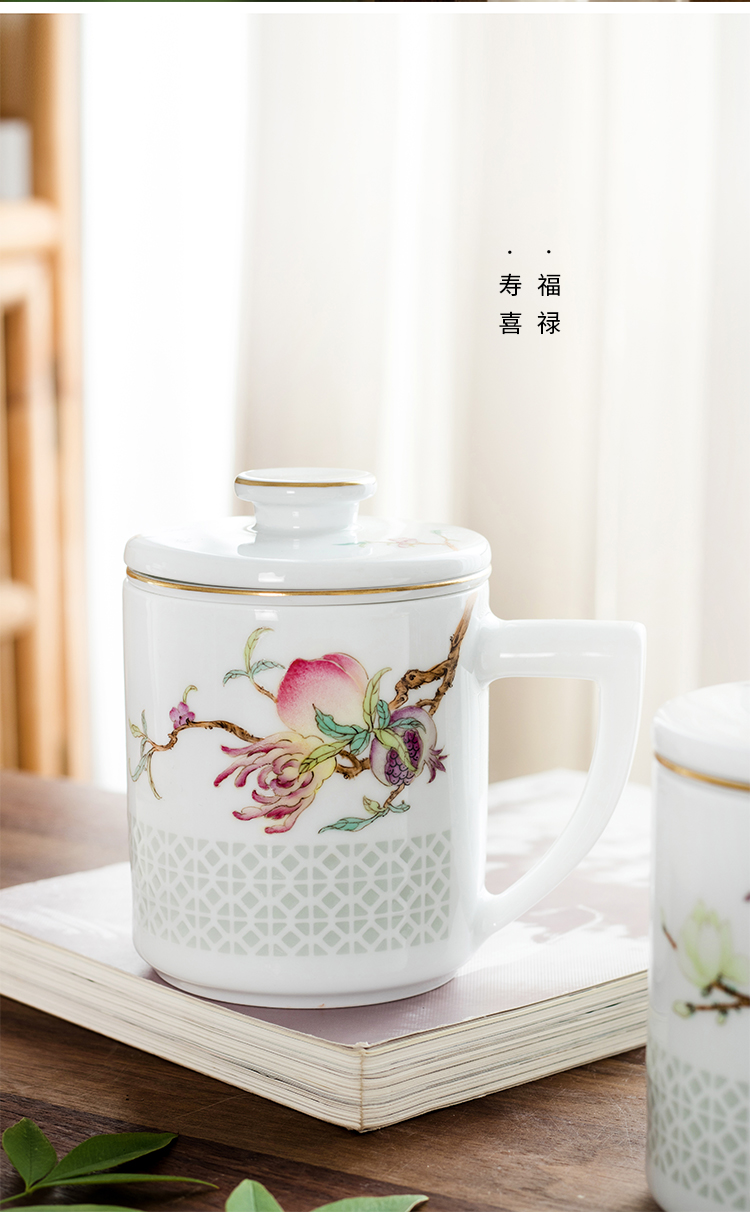 Jingdezhen high - grade ceramic cups with cover filter hand - made office cup gifts customized business cup tea separation