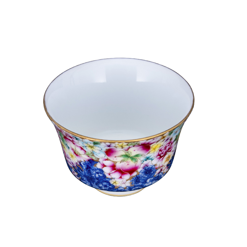 Jingdezhen ceramic blue colored enamel flower master cup of pure manual hand - made sample tea cup kung fu tea cups, small single CPU