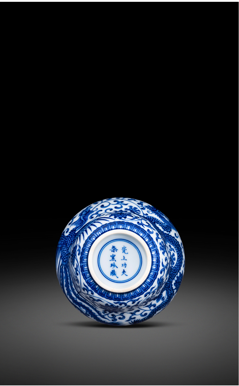 Blue and white longfeng masters cup single hand - made maintain cups of jingdezhen ceramic bowl kung fu tea tea tea cup