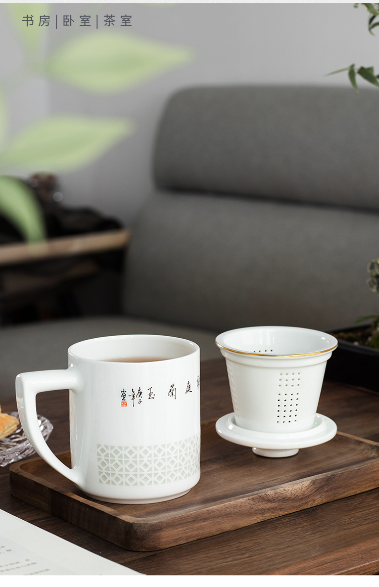 Jingdezhen high - grade ceramic cups with cover filter hand - made office cup gifts customized business cup tea separation