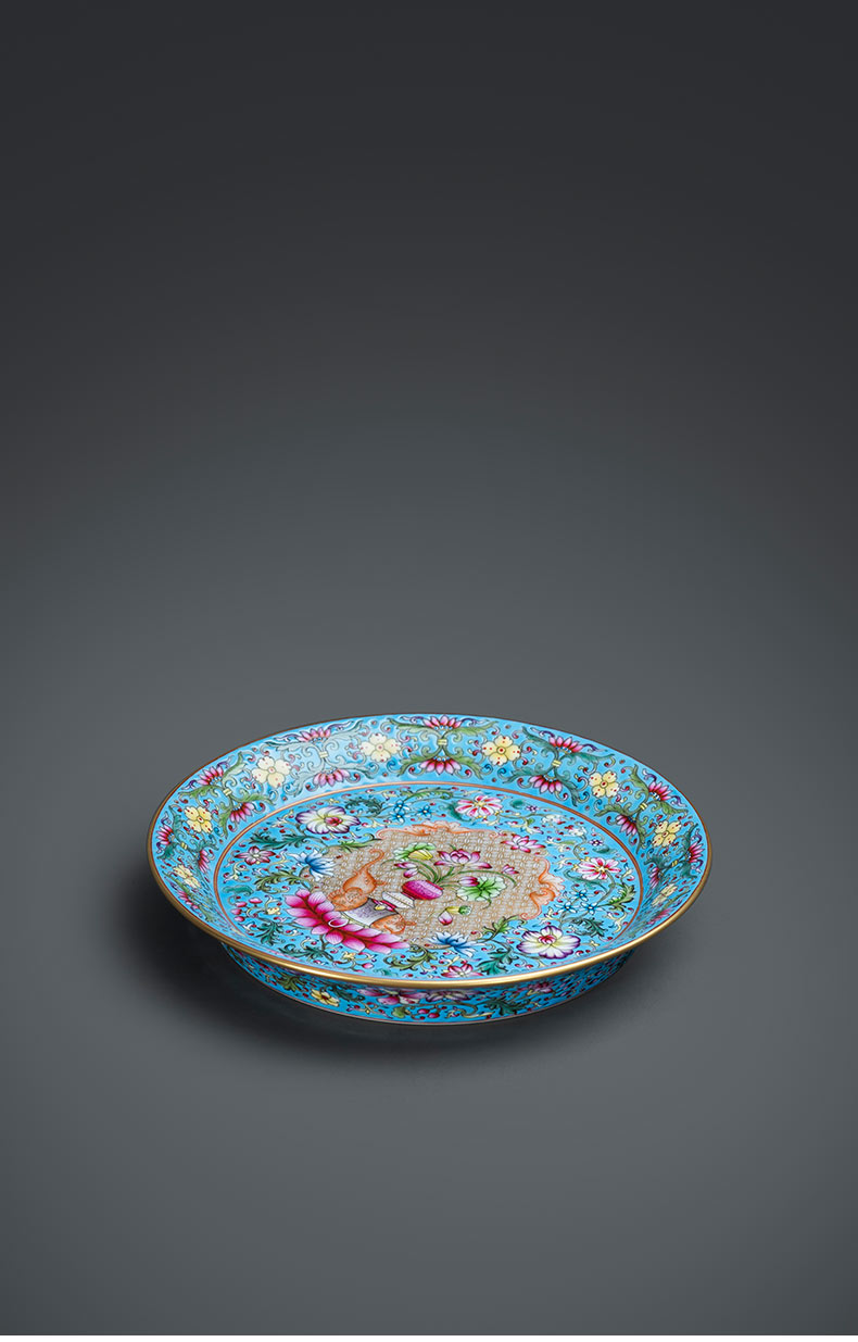Jingdezhen porcelain on kung fu tea tray manually hand - made colored enamel peace is like a pot of bearing saucer Chinese style tea tray