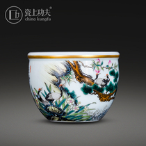 Porcelain Upper Kung Fu Hand-painted Pine Cranes with Longevity Master Cup Jingdezhen ceramic cylinder cup Gongfu Tea Bowl Tea Bowl Tea Bowl Single Cup