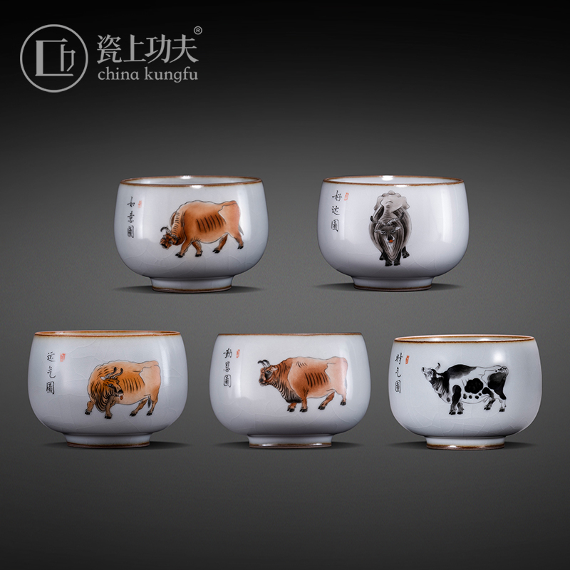 Jingdezhen manual hand draw your up five NiuTu master cup your porcelain piece of kung fu tea cup single cup tea sample tea cup