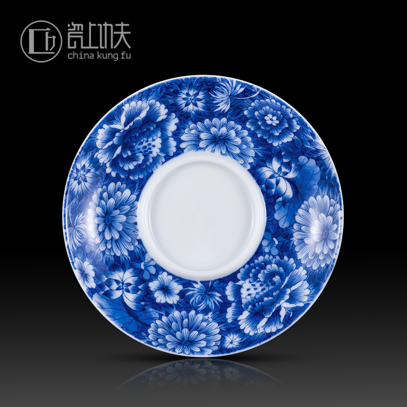 Jingdezhen blue and white flower is only manual hand - made all three tureen tea cups kung fu tea set large bowl tea cup