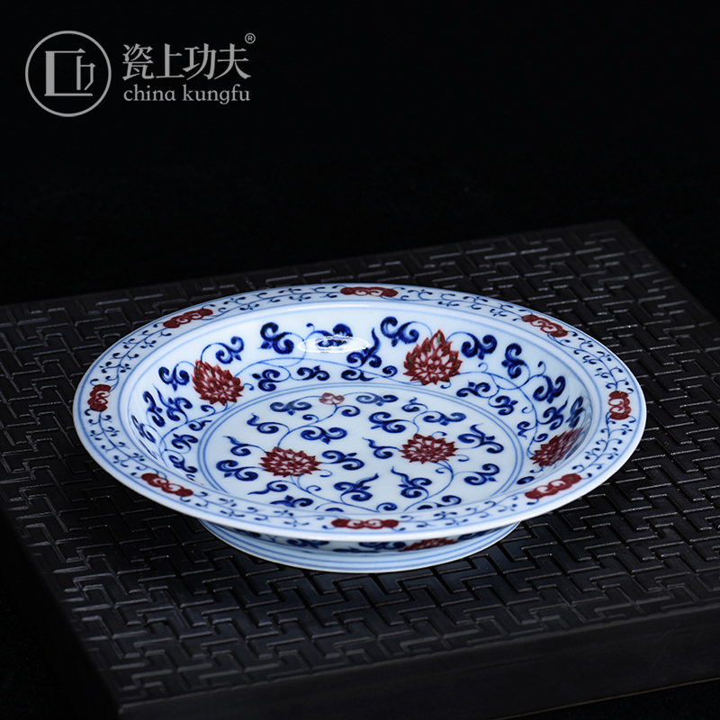 Porcelain on kung fu manual hand - made youligong pot bearing jingdezhen ceramic tea set high - end tea tray compote saucer