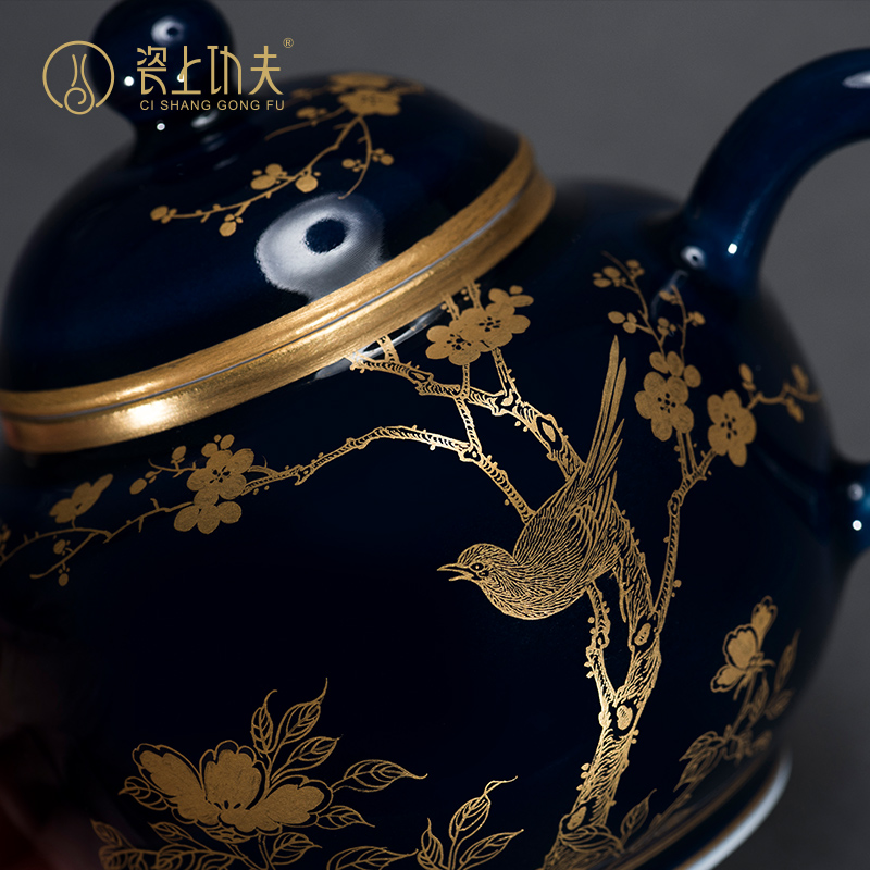 Jingdezhen ceramic ji blue stroke hand - made flowers and birds the teapot kung fu tea accessories all hand ewer teapot