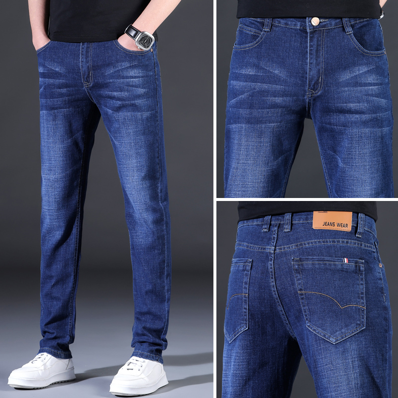 Guangzhou Xintang Summer Thin Denim Jeans for Men, Loose Straight Fit, Trendy Brand, Versatile, Slim Fit, Casual, Stretchy, Durable Long Pants