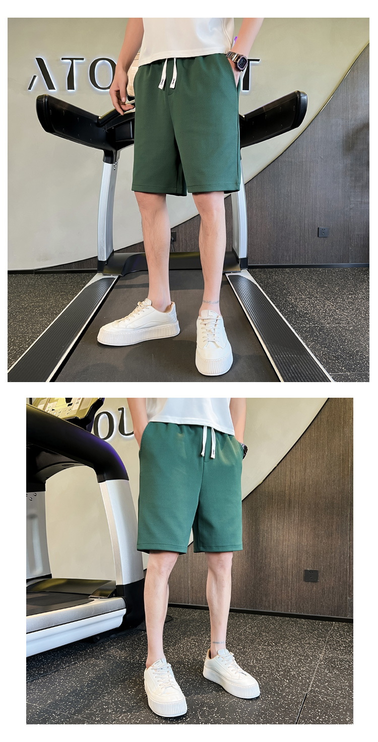 Shorts verdi in twill da uomo estate 2023, nuovi pantaloni pentagonali casual e sportivi, pantaloni da spiaggia alla moda per uomo_voghion.com