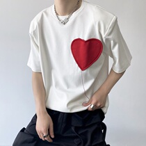 Men t-shirt short sleeve trendy loving sticker design feeling small crowdpad shoulder 70% sleeves mens 2022 new summer clothes