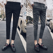 Fall coveted casual pants male Korean version trendy 90% pants small footed pants 100 hitch sensuality suit pants male plaid