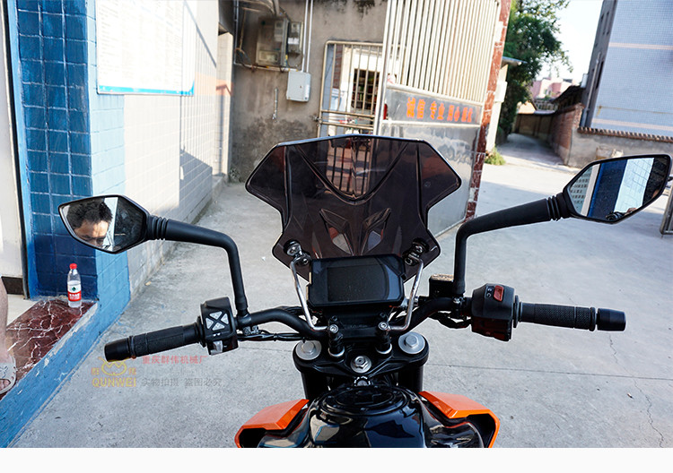 18 xe máy KTM duke390 sửa đổi kính chắn gió phía trước kính chắn gió không gỉ khung thép mưa tấm chắn gió xe máy