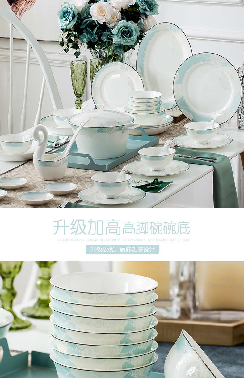 Ipads China tableware dishes suit household combination European - style ripples in jingdezhen ceramic bowl chopsticks contracted Europe type plate