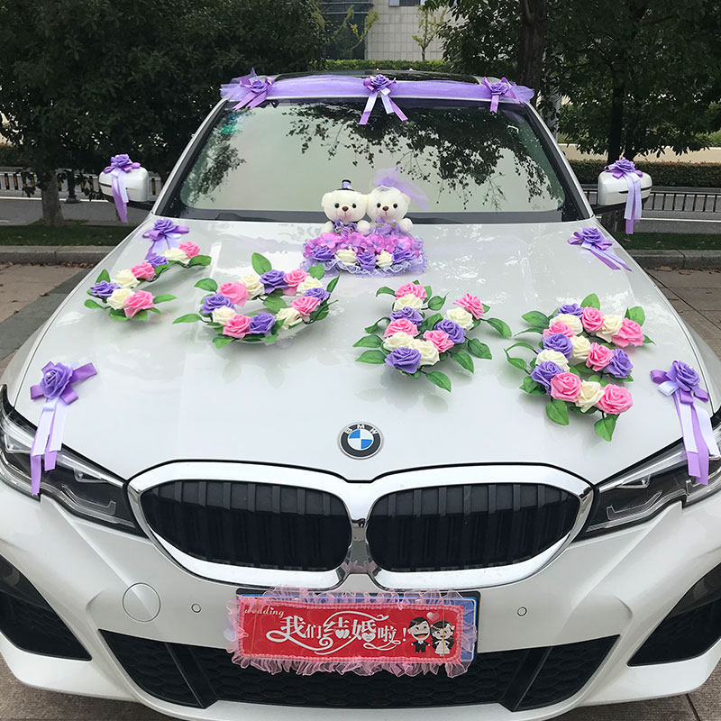 Korean-style Wedding Wedding Gift Car Placement Headstock Wedding Car Flowers Paparazzi Wedding Gift Wedding Ceremony Car Decoration Suit PE Foam Flowers LOVE
