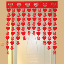 Wedding curtain red wedding room decoration bedroom hanging door curtain wedding happy door curtain love happy word flower layout