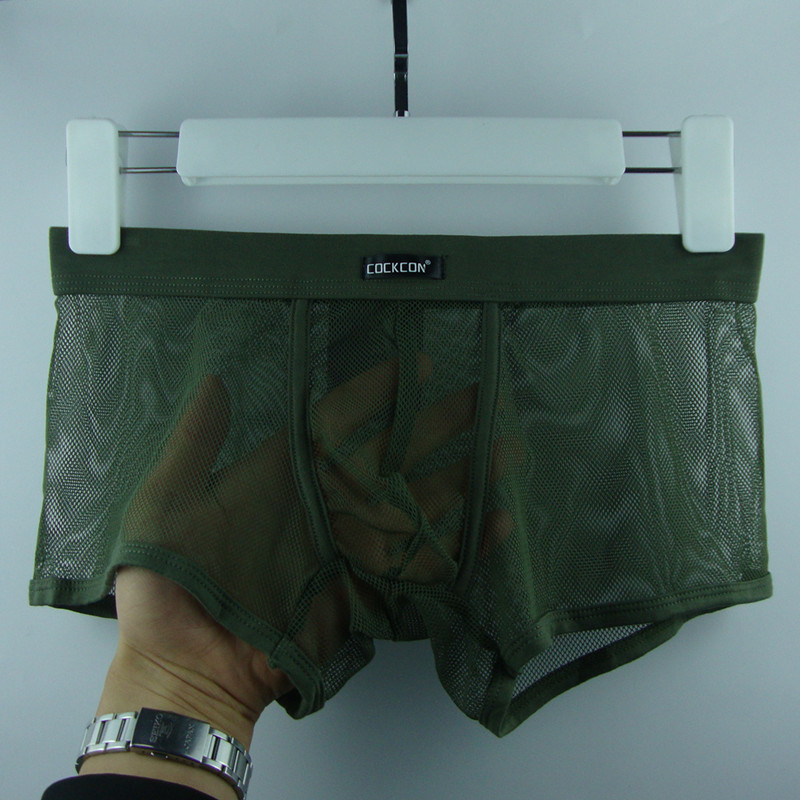 Quần lưới nam gạc trong suốt đồ lót siêu mỏng eo thấp gợi cảm quan điểm boxer đầu hè thanh niên thủy triều quần xì áo vú