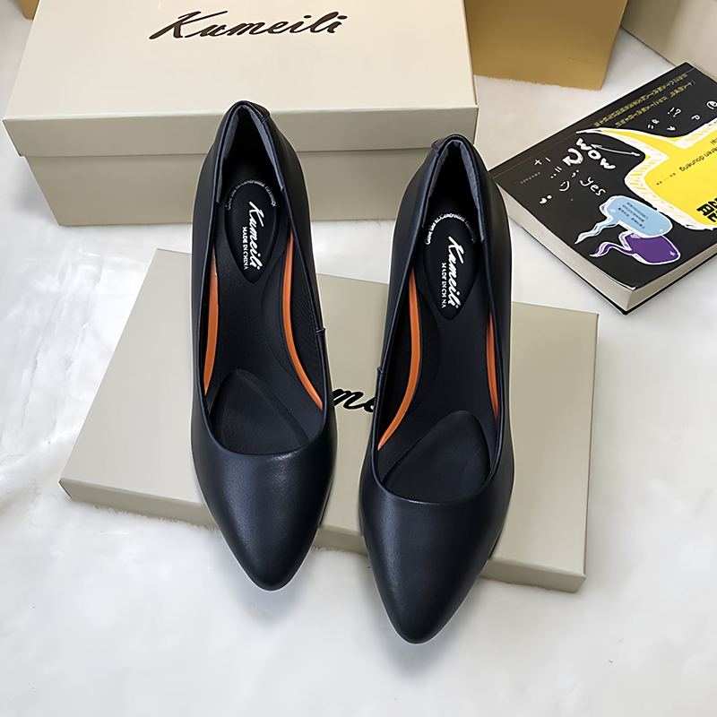 Flight Attendant High Heels Etiquette Professional Stiletto Stewardess Shoes Soft Leather Comfortable Black Leather Shoes Long Standing Not Tiring Work Shoes for Women