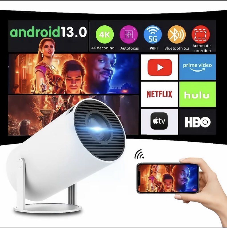 2026 New Model Small High-Definition Wi-Fi Projector for Mobile Screen Mirroring, Home Use Bedroom Projector, International Version for Hong Kong, Macau, Taiwan, and Overseas, Ceiling Projection Projector, Supports HDMI