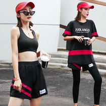 Summer thin quick dry large size fitness clothes female fat mm200 kg loose thin size running sports four-piece tide