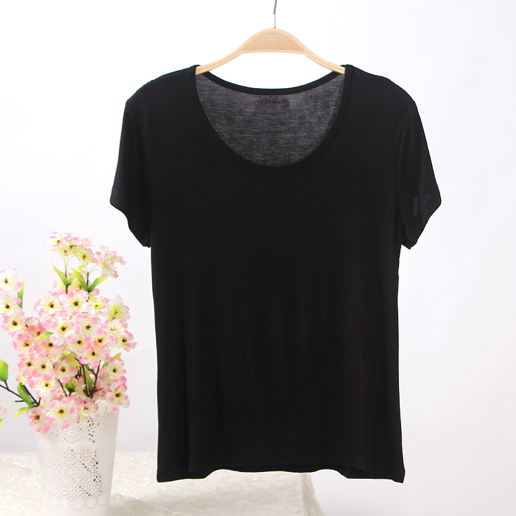 Mùa hè nữ đồ ngủ nửa tay áo vòng cổ phương thức bông ngắn tay t-shirt casual lỏng cộng với chất béo kích thước lớn màu rắn đáy áo ~ do ngu