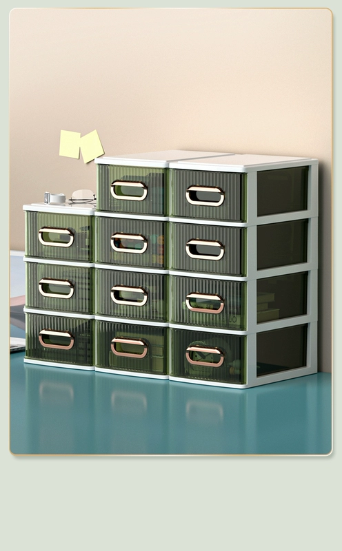 Bàn hộp lưu trữ ngăn kéo nhỏ văn phòng hộp lưu trữ nhiều lớp mỹ phẩm màu nâu trong suốt giá hoàn thiện kệ treo tường để mỹ phẩm kệ mỹ phẩm đẹp