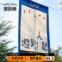 Love Poetry Music Creative Door Curtain Kitchen Toilet Free of perforated partition blinds New Chinese Decorative Cloth Art anti-smoke hanging curtain