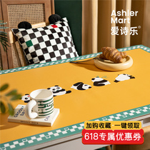 Love Poetic Panda Leather Tableclob Waterproof Anti-Oil Wash-Free Superior Sense Tea Table Mat Home Desktop Anti-Slip Table Mat