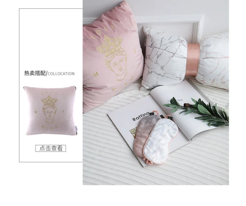 Bow Gối Mẫu đá cẩm thạch mới Silk phòng khách Gối Sofa Bắc Âu Wind Bed Pink Cover Cover - Trở lại đệm / Bolsters