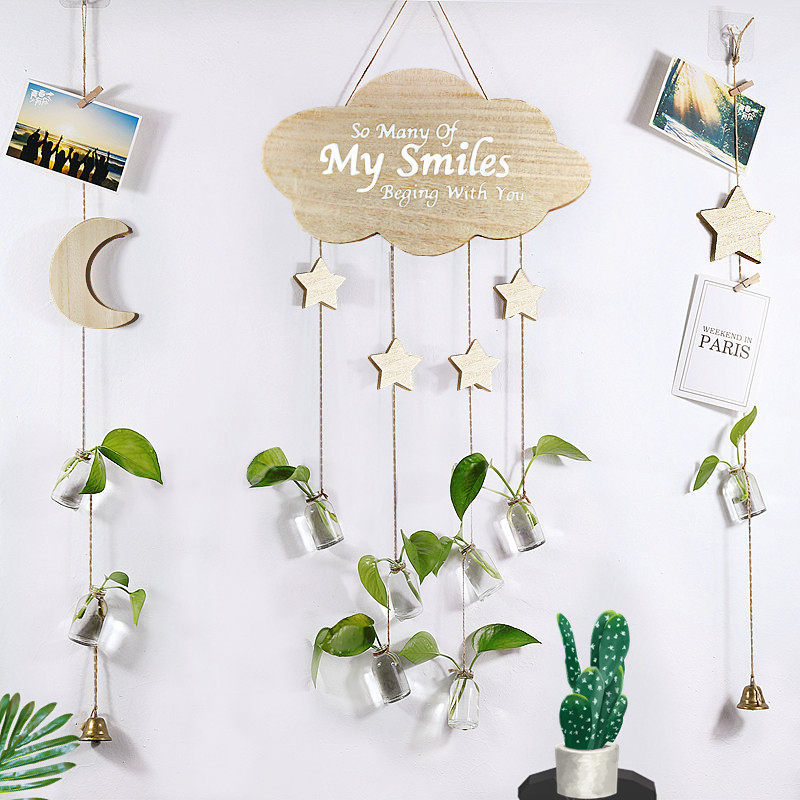 Nordic ins wall hanging gold ge hydroponic glass bottle lucky bottle creative home decoration flower arrangement glassware