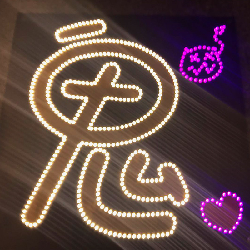 Little ghost double row light ultra-thin soft light screen to send LED light card detachable battery box star clear first