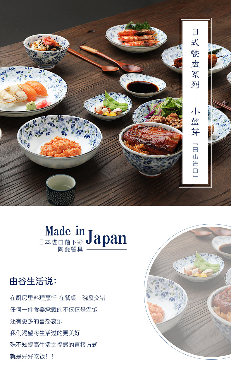 Have imported from Japan small valley up bluetooth series ceramic tableware household rice bowls rainbow such as bowl dishes and wind small and pure and fresh