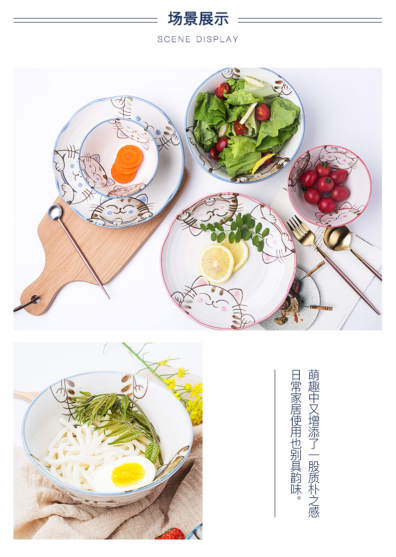 Japan have valley up ceramic household utensils Japanese rice bowls rainbow such as bowl dish express cartoon plate crystal blue cat