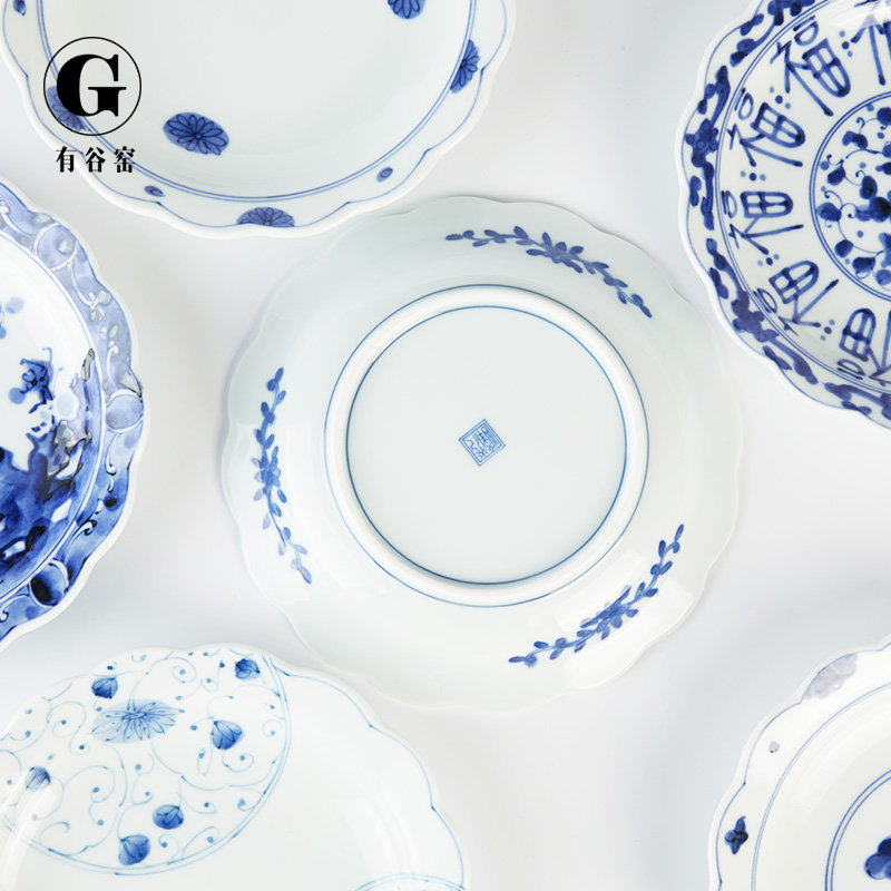 Japanese ceramics tableware blue winds have valley up hall under the glaze color and wind restoring ancient ways is 19 cm lace round dish dish soup dish
