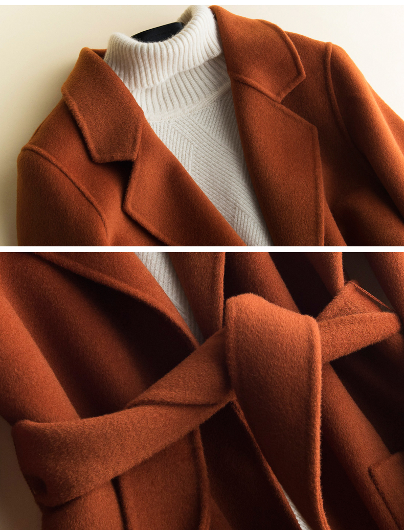 Chống giải phóng mặt bằng hai mặt áo khoác nữ dài phần trên đầu gối áo len không có ngôi sao cashmere với cùng một phong cách áo len xu hướng áo khoác nữ 2021