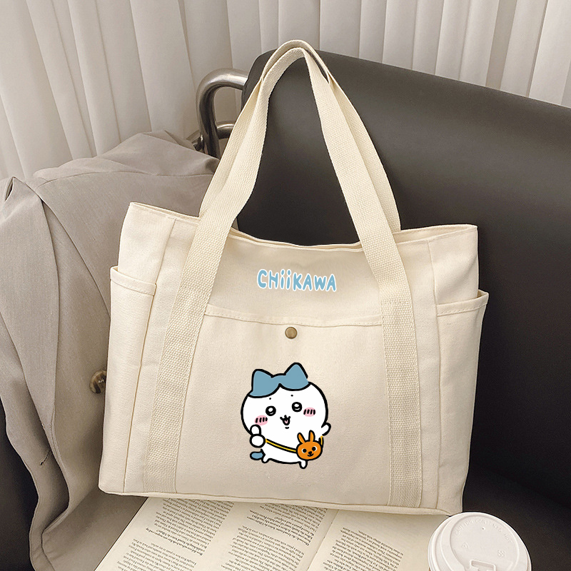 Tote Bag Chiikawa School Bag Girls Large Capacity Shoulder Bag Usagi Xiaoba Backpack Student Tutoring Bag