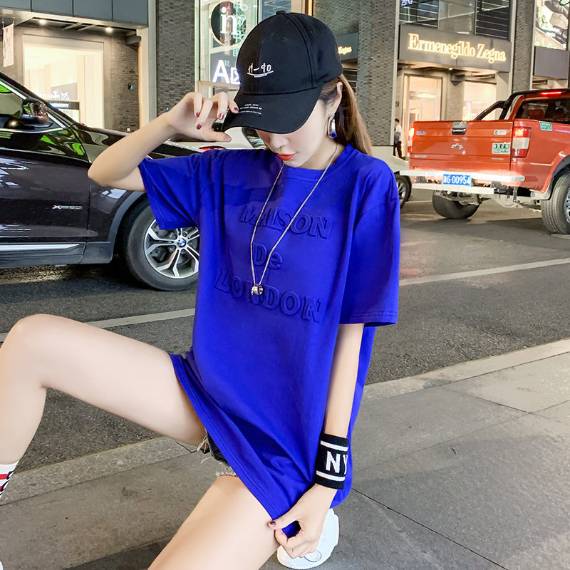 The counter mall withdrew the international big-name cut label, the remaining one-tailed one-tailed summer dress, the loose medium-length short-sleeved super-hot net red tide