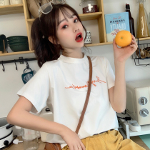 Large size Korean short sleeve T-shirt female summer 2021 new hipster loose long half sleeve student coat tide