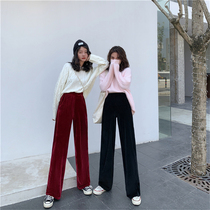 Autumn and winter 2021 New corduroy loose casual straight high waist plus velvet sweatpants