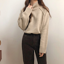 Turtleneck sweater women loose outside wear 2021 new autumn winter pullover lazy wind ins tide thickened interior base shirt
