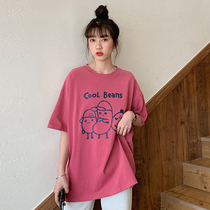 Plus size Korean summer Petit tide short sleeve female ins cotton hipster T-shirt loose European goods medium long clothes