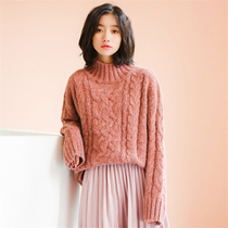 2019 new autumn and winter wear lazy wind pullover loose half high collar long