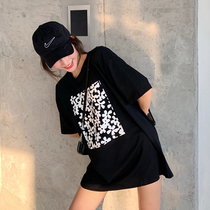 Large size super fire cec short sleeve loose summer 2021 New Joker ins Tide brand net red cotton long T-shirt