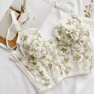 (Beautiful retro French)Mitu heavy industry lace fairy sexy thin bra soft steel ring upper layer underwear