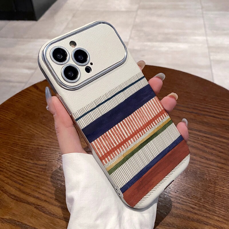 Japanese Demiu Case Suitable for Apple iPhone 17, 16/12/13/14/15 Pro Max, Soft Case, Simple Striped Colorful New Model, Large Window, Leather, High-End, Full Coverage, Premium Feel, Trendy