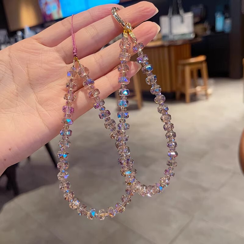 Japanese Demiu High-End Beaded Wrist Chain Sweet and Cool Crystal Phone Chain Bead Keychain Light Luxury Dazzling Japanese Demiu High-End Beaded Wrist Chain Sweet and Cool Crystal Phone Chain Bead Keychain Light Luxury Dazzling