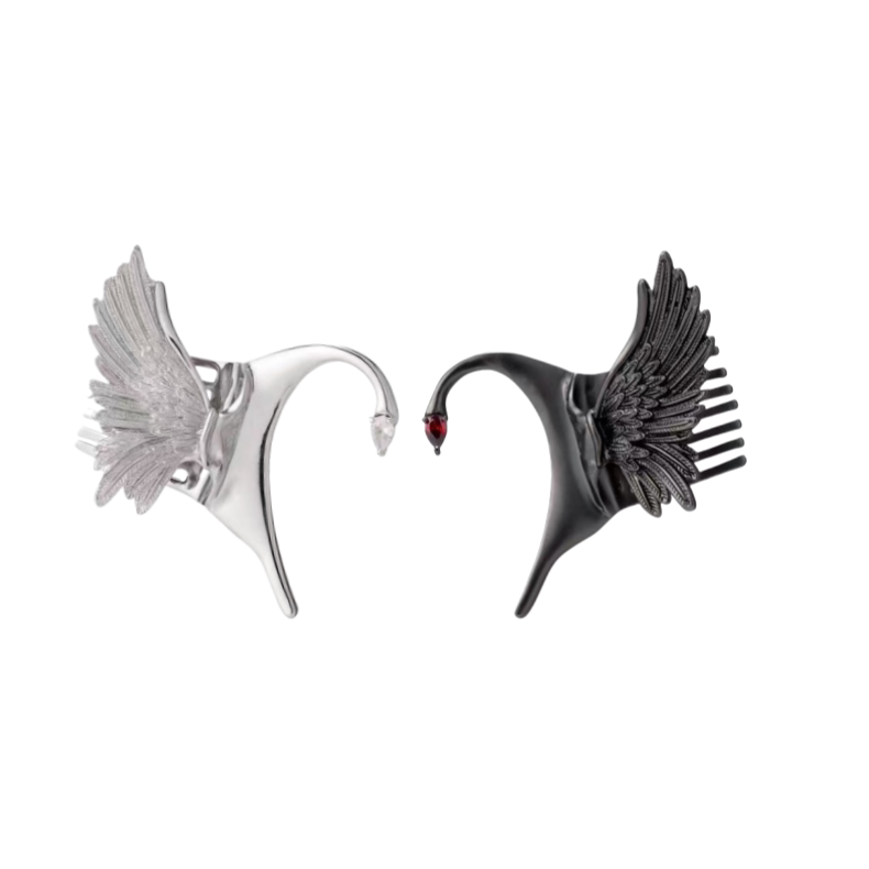 Feather Elf Ear-Hanging Hairpin, All-In-One Ear-Back Hair Accessory, Niche Design, Dynamic Punk Style, Sweet and Cool Earrings