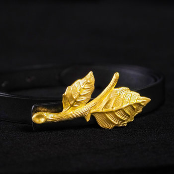 Kamo Original Metal Belt with a Vintage Style, Leaf-Shaped Alloy, Interchangeable Buckle Design, Stylish and Versatile