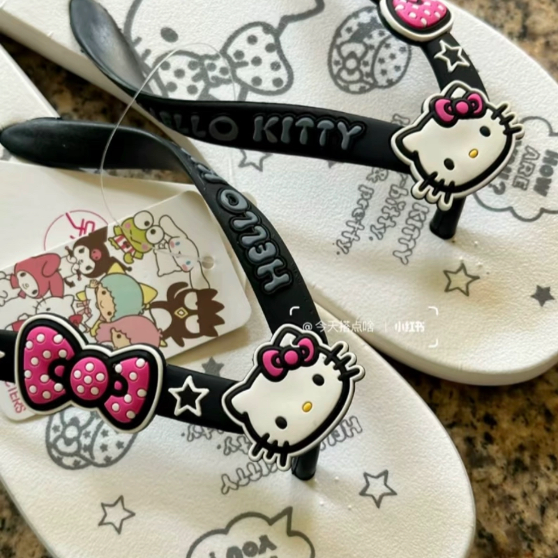 Hello Kitty, шлепки, летние нескользящие тапочки, пляжная обувь, (Физические)