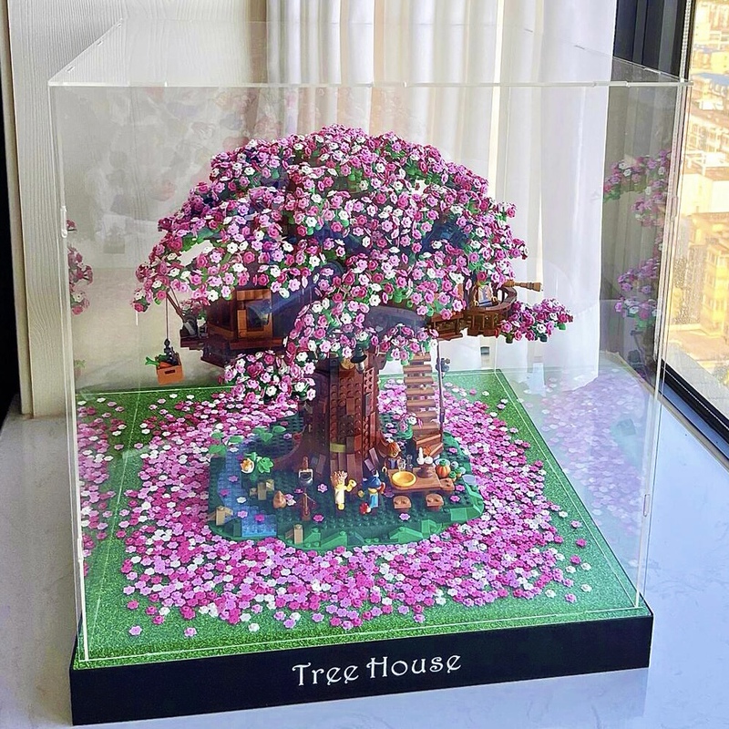 Sakura Tree House Manor Modification Accessories Rainbow Sakura Pack High-Difficulty Building Blocks Gift for Girls Sakura Tree House Manor Modification Accessories Rainbow Sakura Pack High-Difficulty Building Blocks Gift for Girls