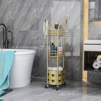 Light luxury bathroom shelf floor toilet storage dirty clothes basket multifunctional multi-layer artifact bathroom triangle shelf